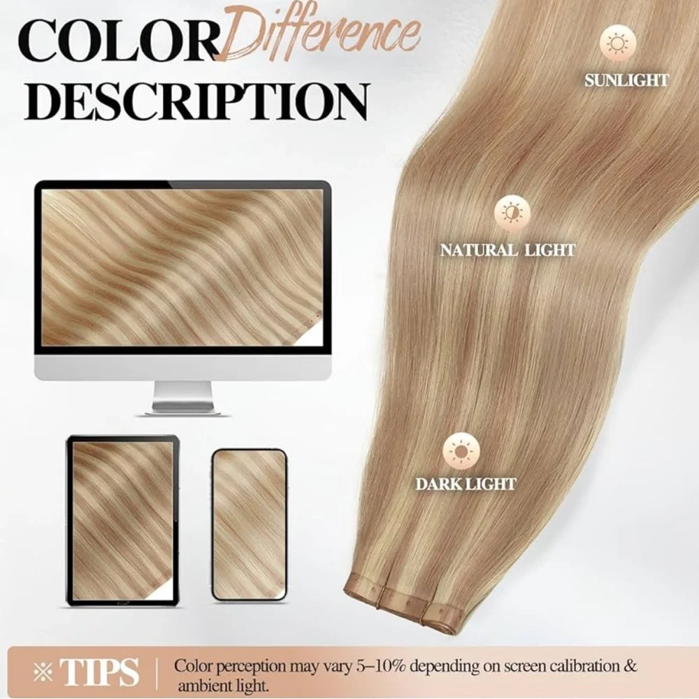 Platinum Highlight Golden Blonde Remy Human Hair Seamless Micro Ring Extensions